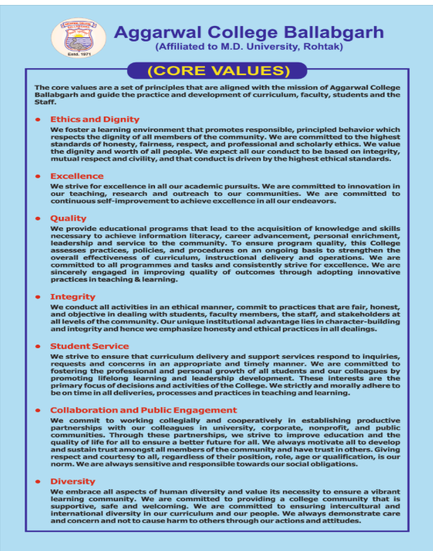 Core Values Certificate